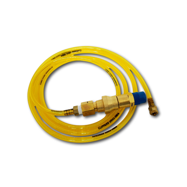 Yellow P.A.T.T.I.® to bottled/shop air hose - 6 foot with Swag